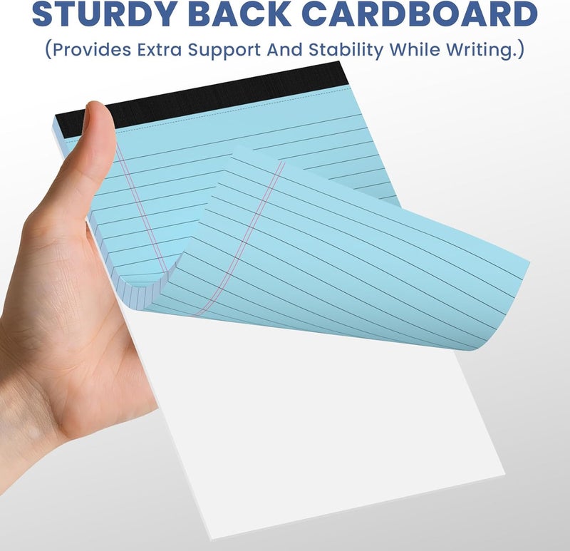 Ciphyfee 6pcs Small Note Pads, Blue Notepads 5x8 College Ruled Notebook, Writing Pads 5 x 8, Legal Pads, Memo Pad Paper Perforate Narrow Ruled Notebooks for Work, School, Office,30 Sheets/Pack - Image 5